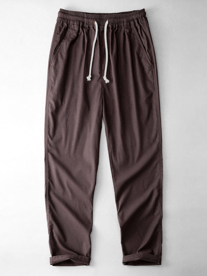 Geometrisch jacquard eyelet Cubaans overhemd en rechte linnen broek