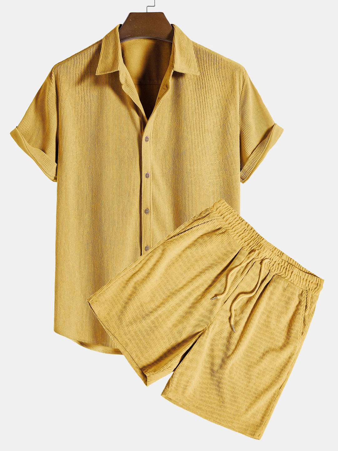Corduroy overhemd met korte mouwen en shorts