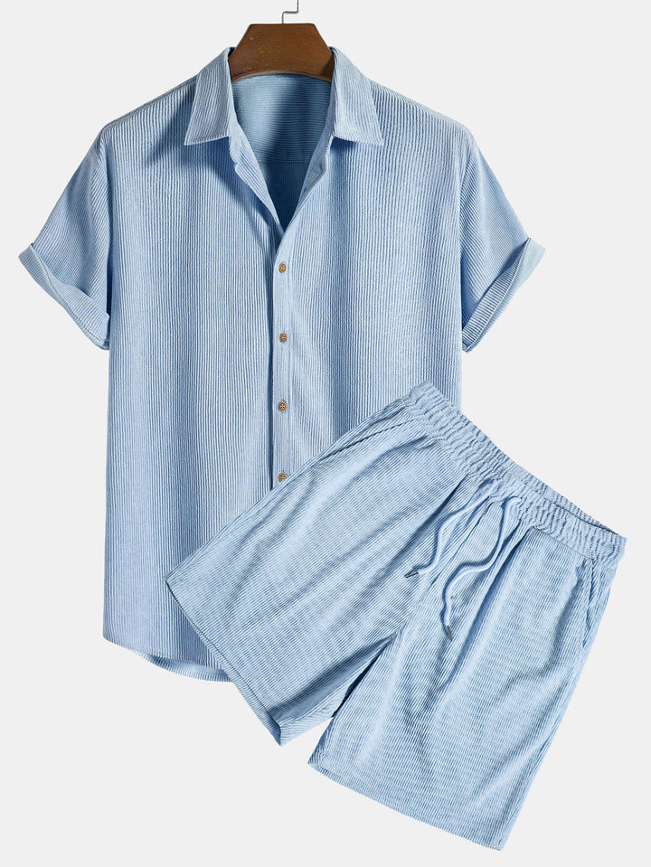 Corduroy overhemd met korte mouwen en shorts