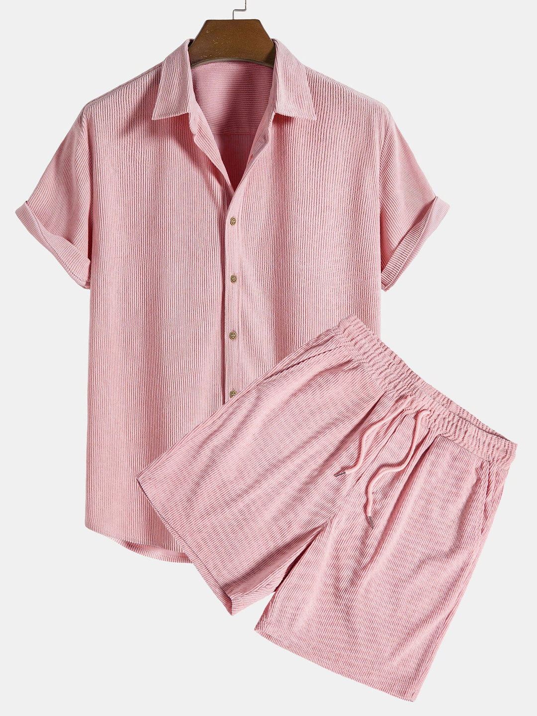 Corduroy overhemd met korte mouwen en shorts
