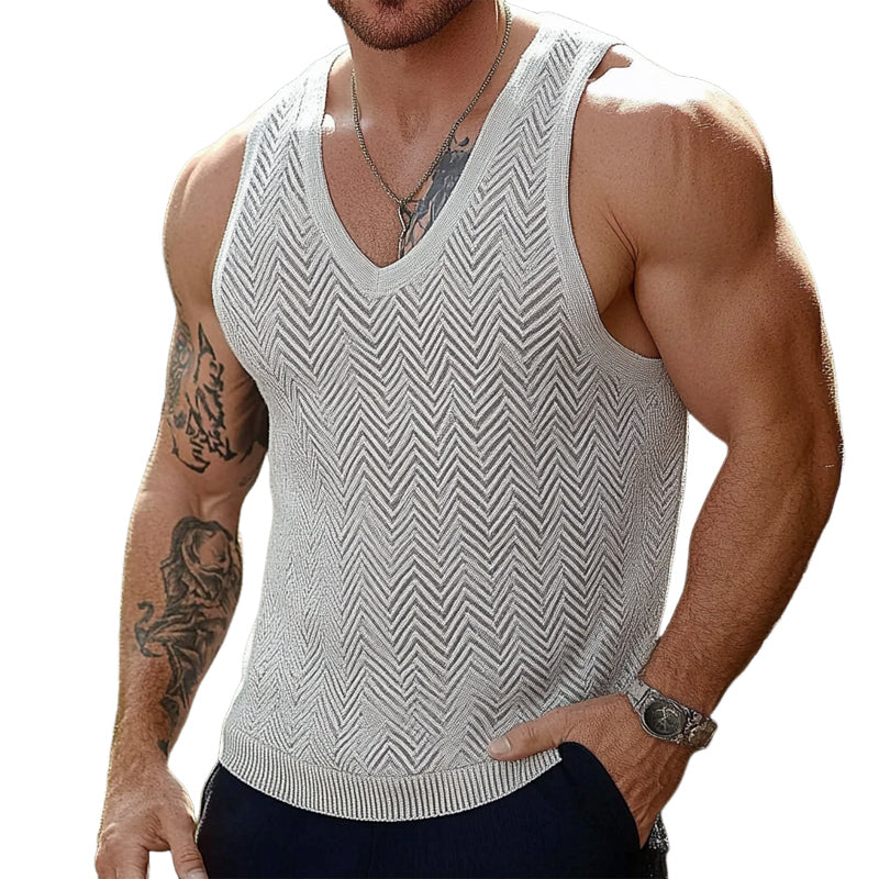 Heren Zomer Ronde Hals Gebreide Tanktops MTA2356E6X