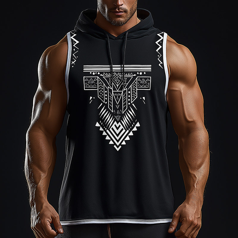 Heren Zomer Etnisch Gedrukt Katoenen Hoodie Tanktop MTA2228E5P