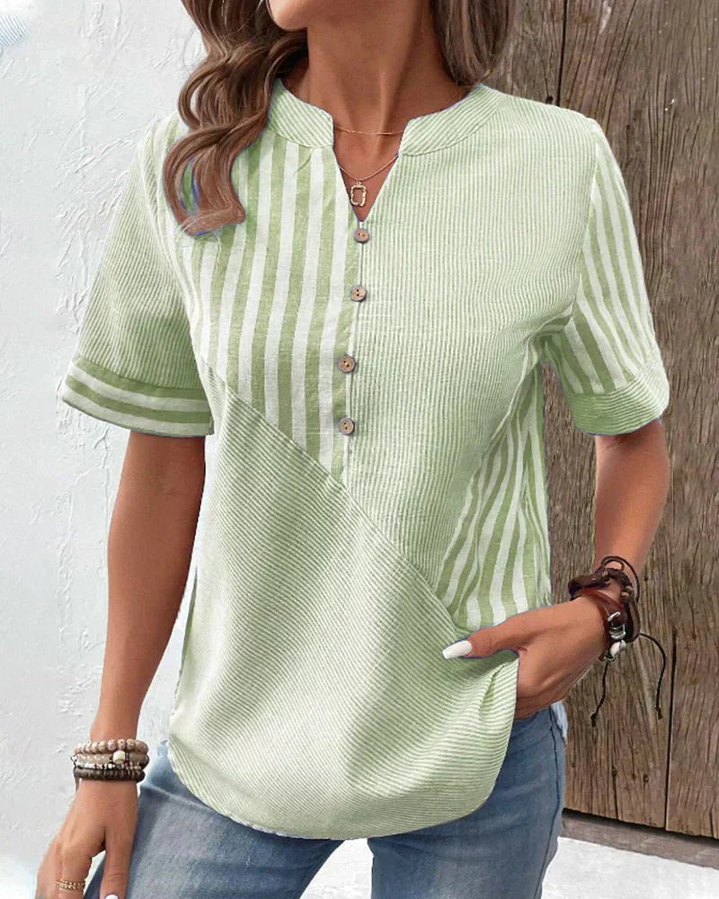 Miranda™ Gestreepte blouse met V-hals