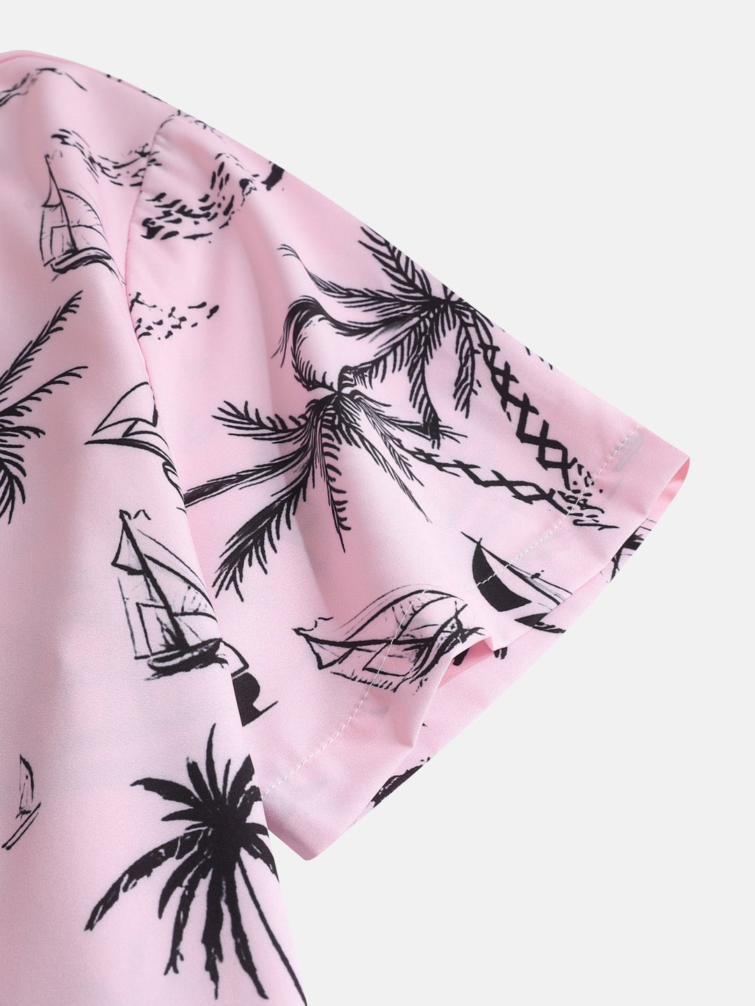 Palmboom Zeilboot Print Doorknoop Shirt & Zwembroek