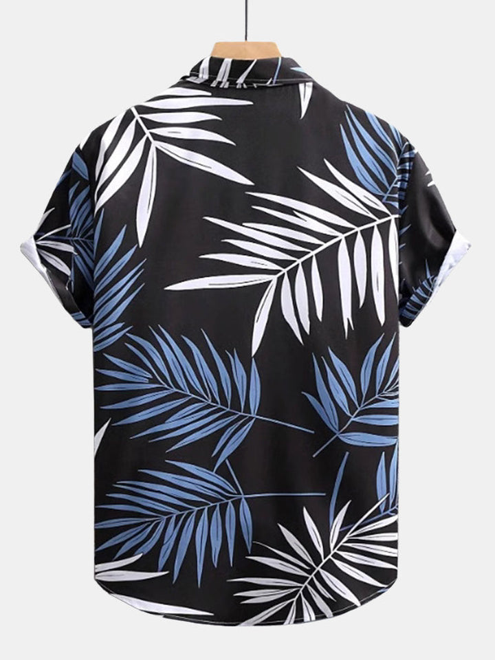 Tropische Bladeren Print Doorknoop Shirt & Zwembroek