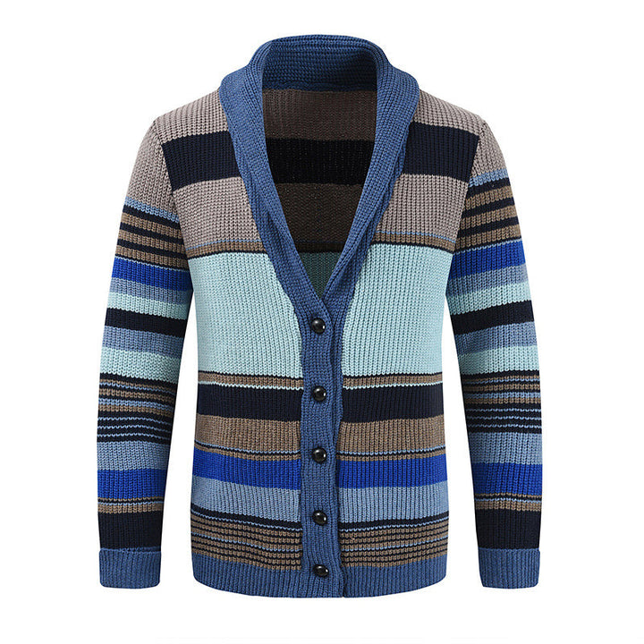 Heren Colorblock Lapel Sweater Jacket 02918584X