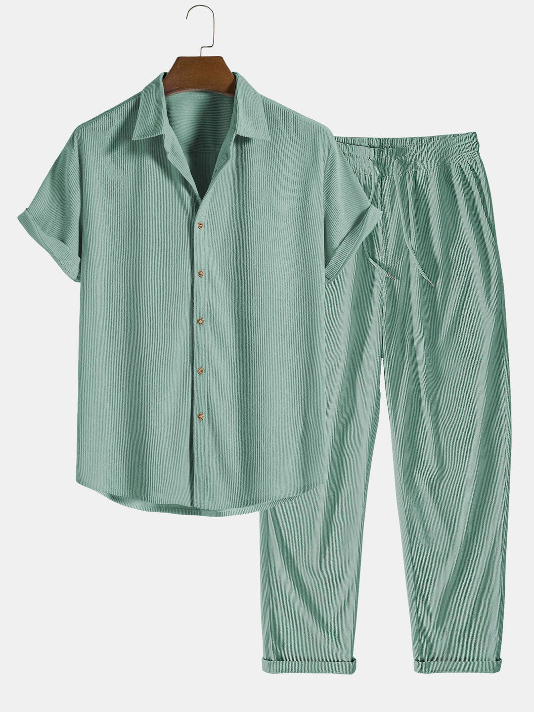 Corduroy overhemd met korte mouwen en rechte corduroy broek