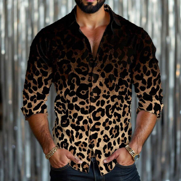 Heren Leeuwenkleurverloop Print Lange Mouwen Shirt 26030304X 