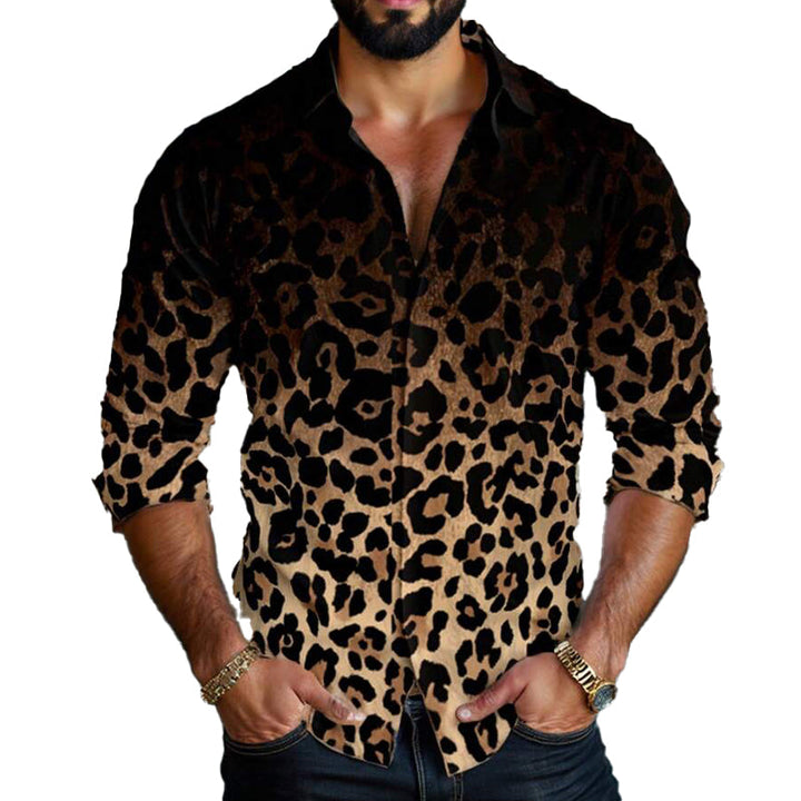 Heren Leeuwenkleurverloop Print Lange Mouwen Shirt 26030304X 