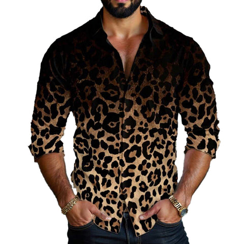 Heren Leeuwenkleurverloop Print Lange Mouwen Shirt 26030304X 