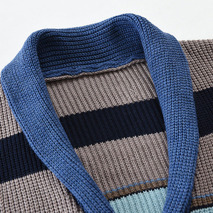 Heren Colorblock Lapel Sweater Jacket 02918584X