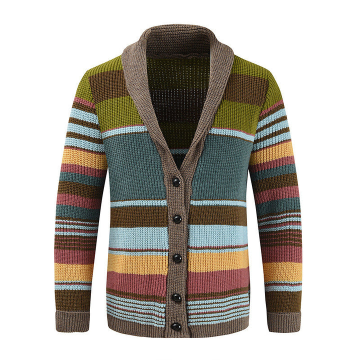 Heren Colorblock Lapel Sweater Jacket 02918584X