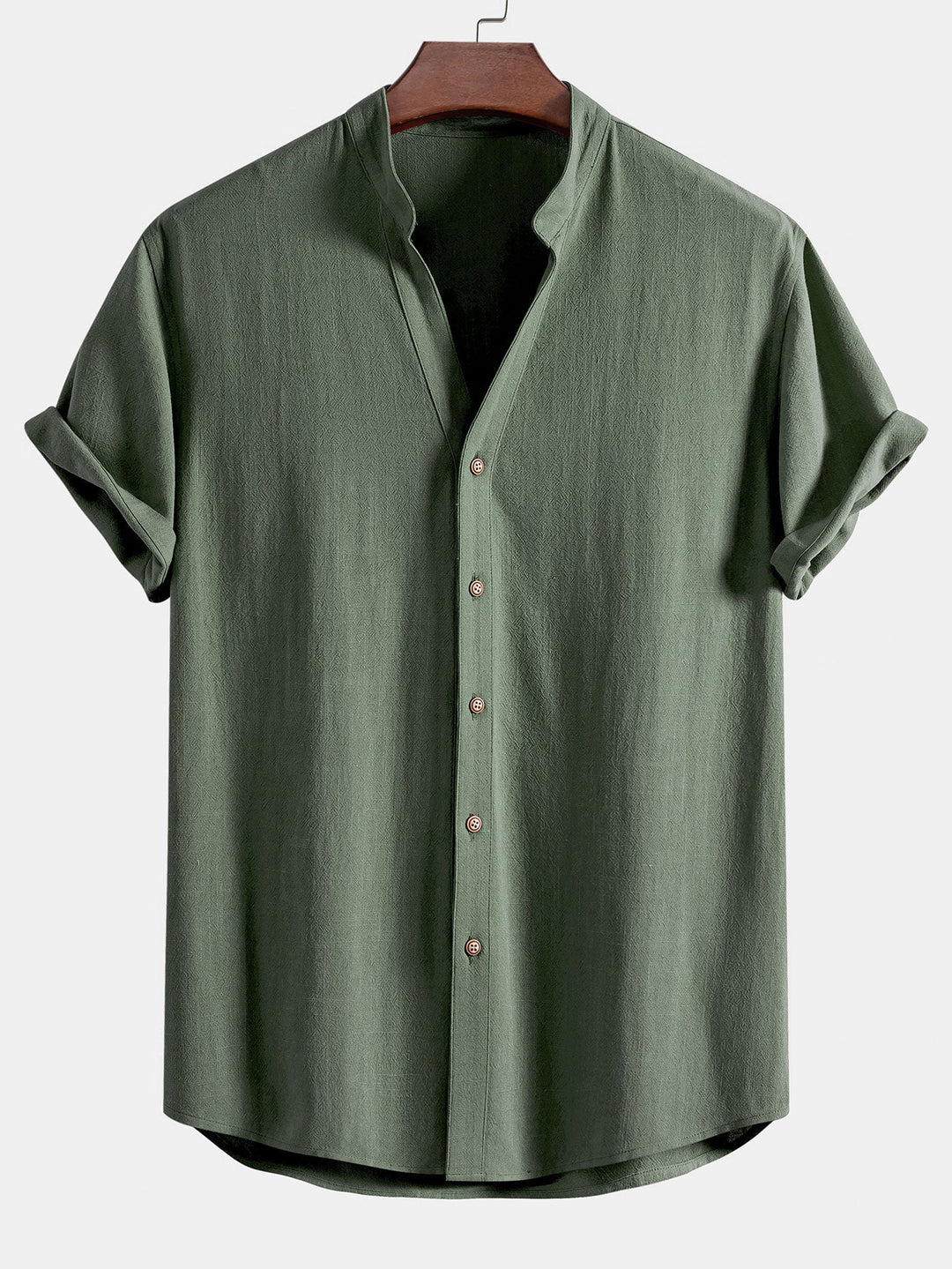 V-hals Linnen Rayon Mix Shirt & Rechte Linnen Broek