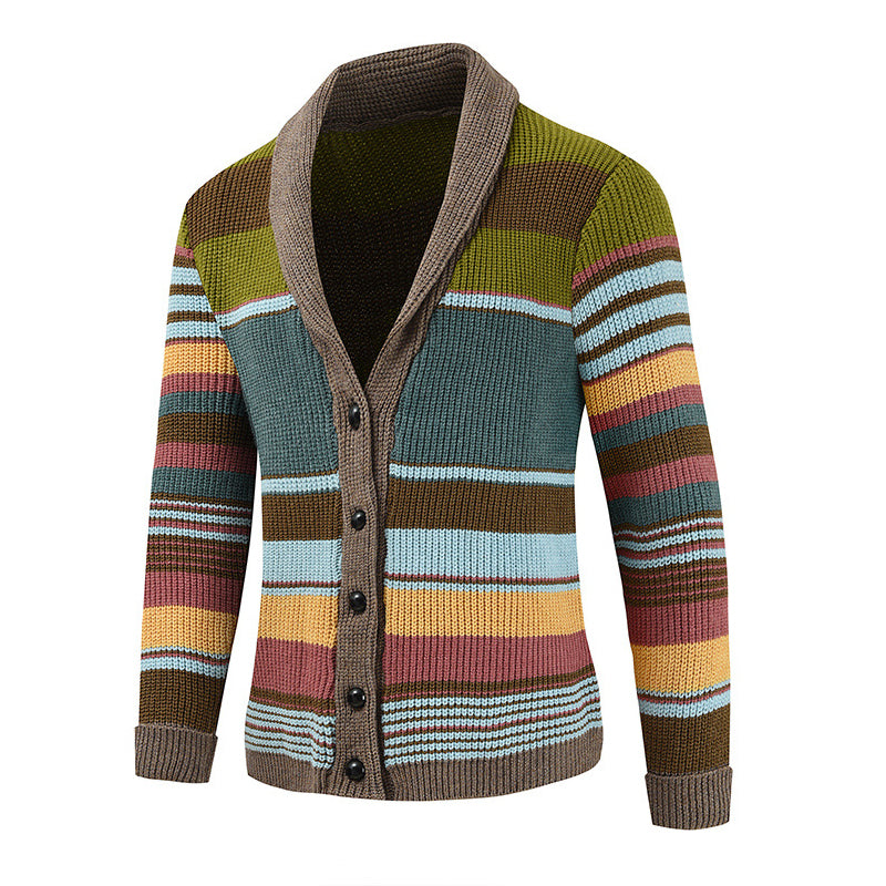 Heren Colorblock Lapel Sweater Jacket 02918584X