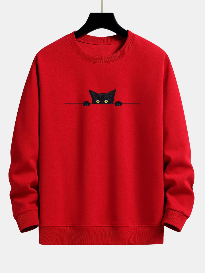 Zwart Kat Print Relax Fit Sweatshirt