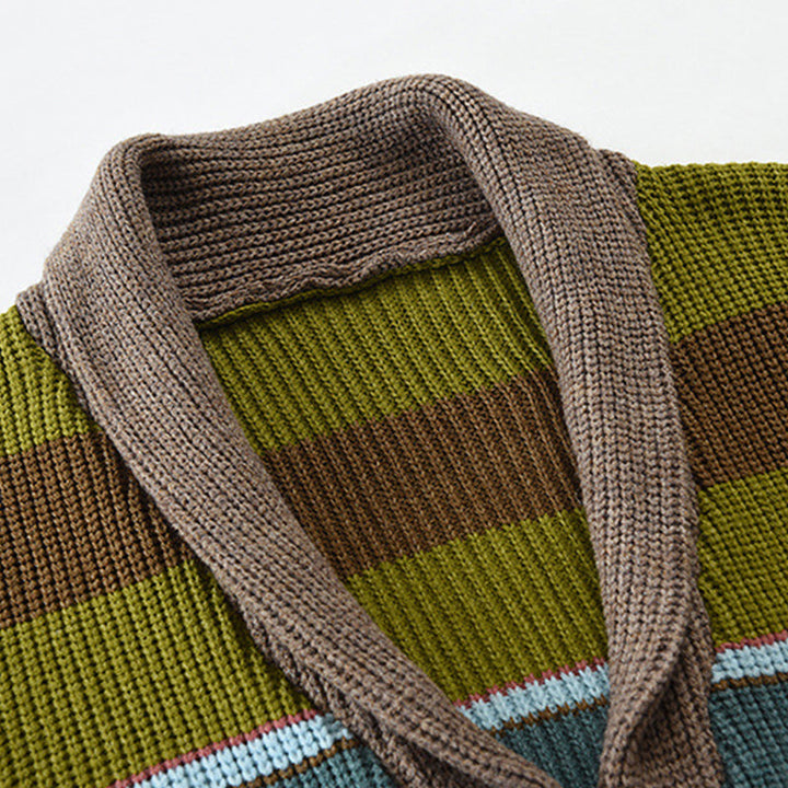 Heren Colorblock Lapel Sweater Jacket 02918584X