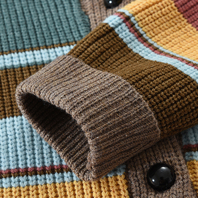 Heren Colorblock Lapel Sweater Jacket 02918584X