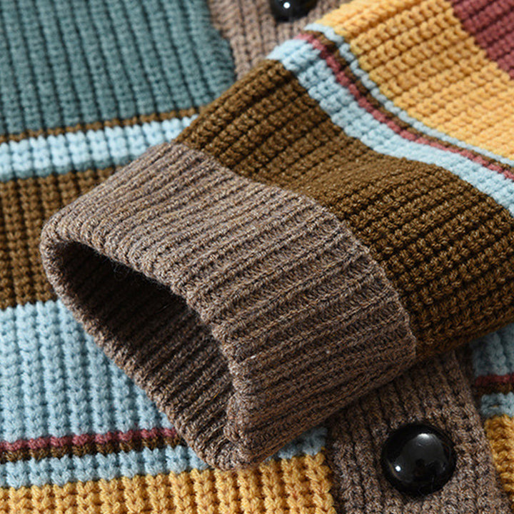 Heren Colorblock Lapel Sweater Jacket 02918584X
