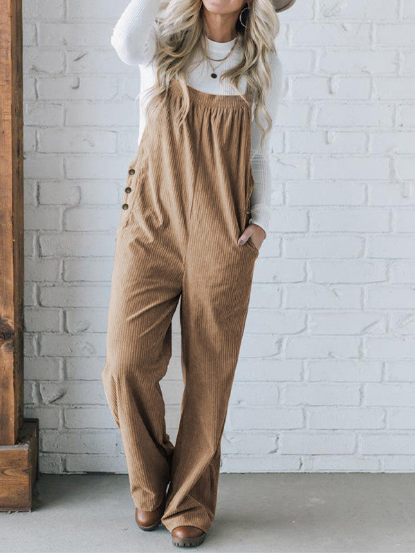 Dames Cozy Corduroy Loose Fit Overalls