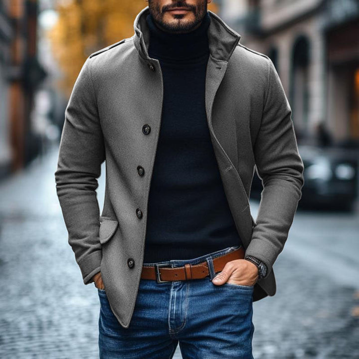 Heren Casual Wolmix Revers Eensluitende Slim Korte Jas 85856791M