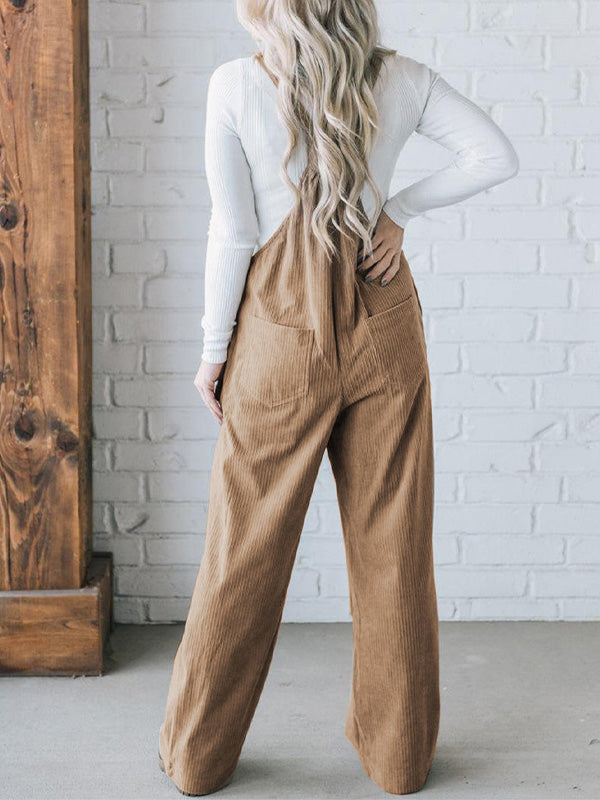 Dames Cozy Corduroy Loose Fit Overalls