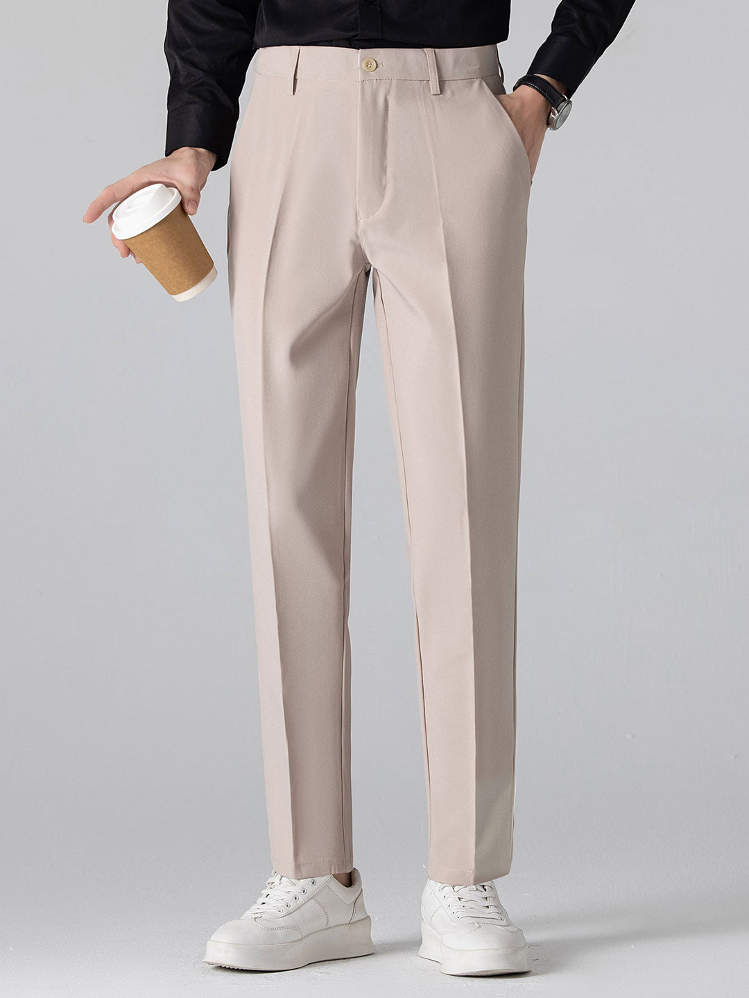 Gedraaide Jacquard Tricot Overhemd & Slim Fit Getaperde Broek