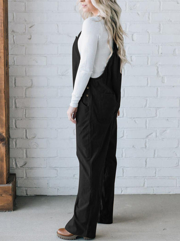 Dames Cozy Corduroy Loose Fit Overalls