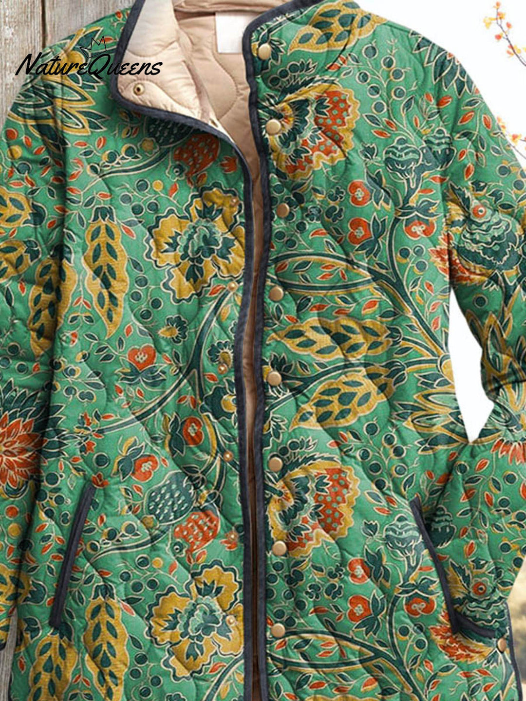 Vrouwen Vintage Schattige Bloemen Kunstprint Casual Gequilt Cardigan
