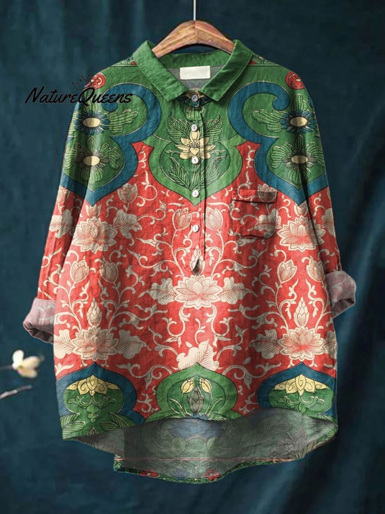 Vrouwen Vintage Bloemen Mooie Kunstafdruk Katoenen Jurk