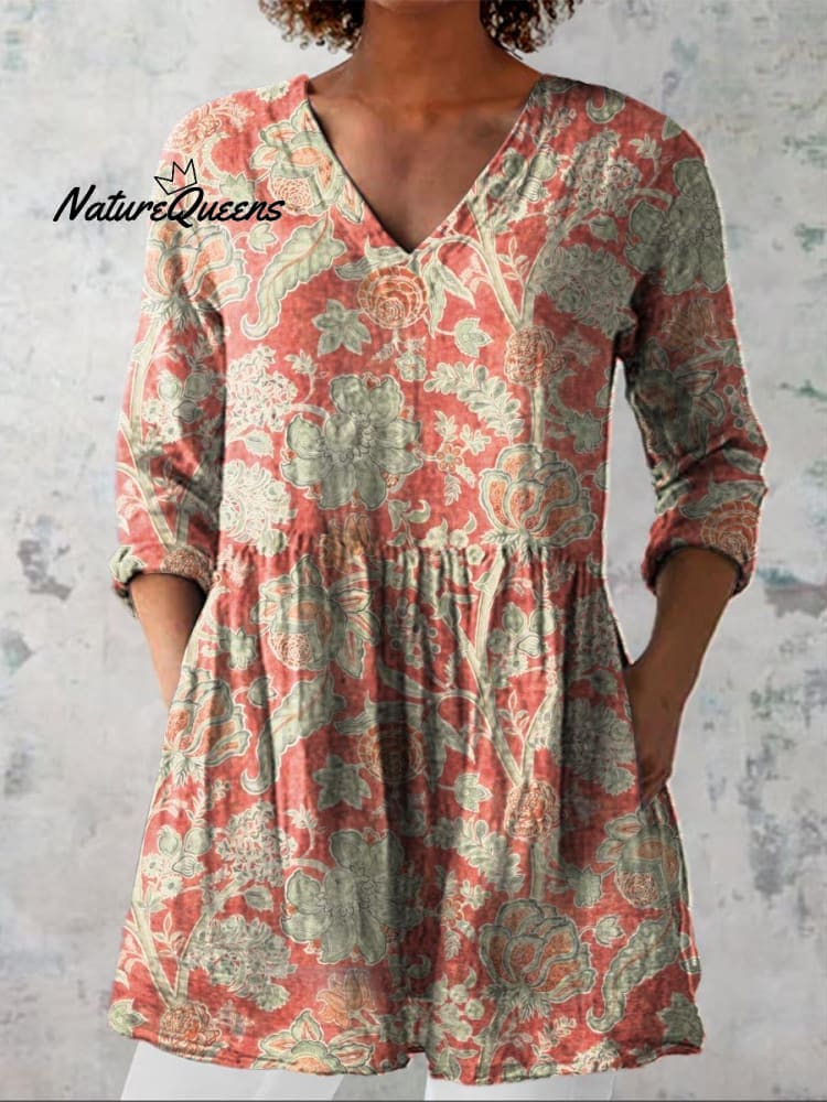 Dames Vintage Bloemenkunst Gedrukte Katoen En Linnen Casual Broeken