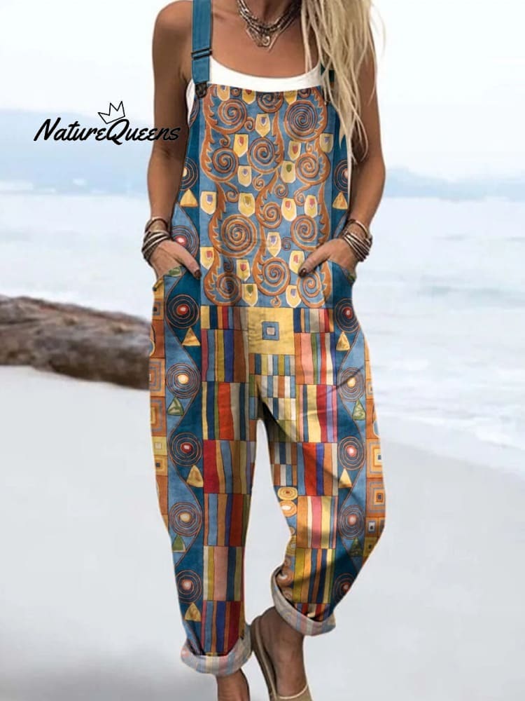 Vrouwen Abstract Geometrisch Patroon Kunstafdruk Casual Katoen en Linnen 3/4 Mouw Shirt 