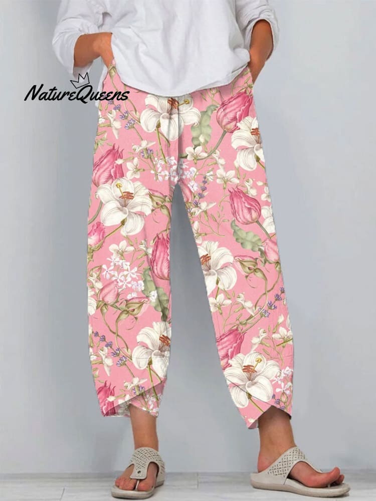 Dames Vintage Bloemen Kunstprint Casual linnen V-hals shirt