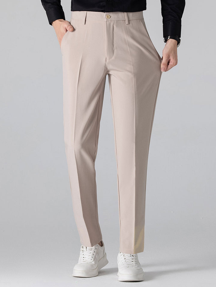 Contrastafwerking Geribbelde Johnny Kraag Tricot Polo & Slim Fit Getaperde Broek
