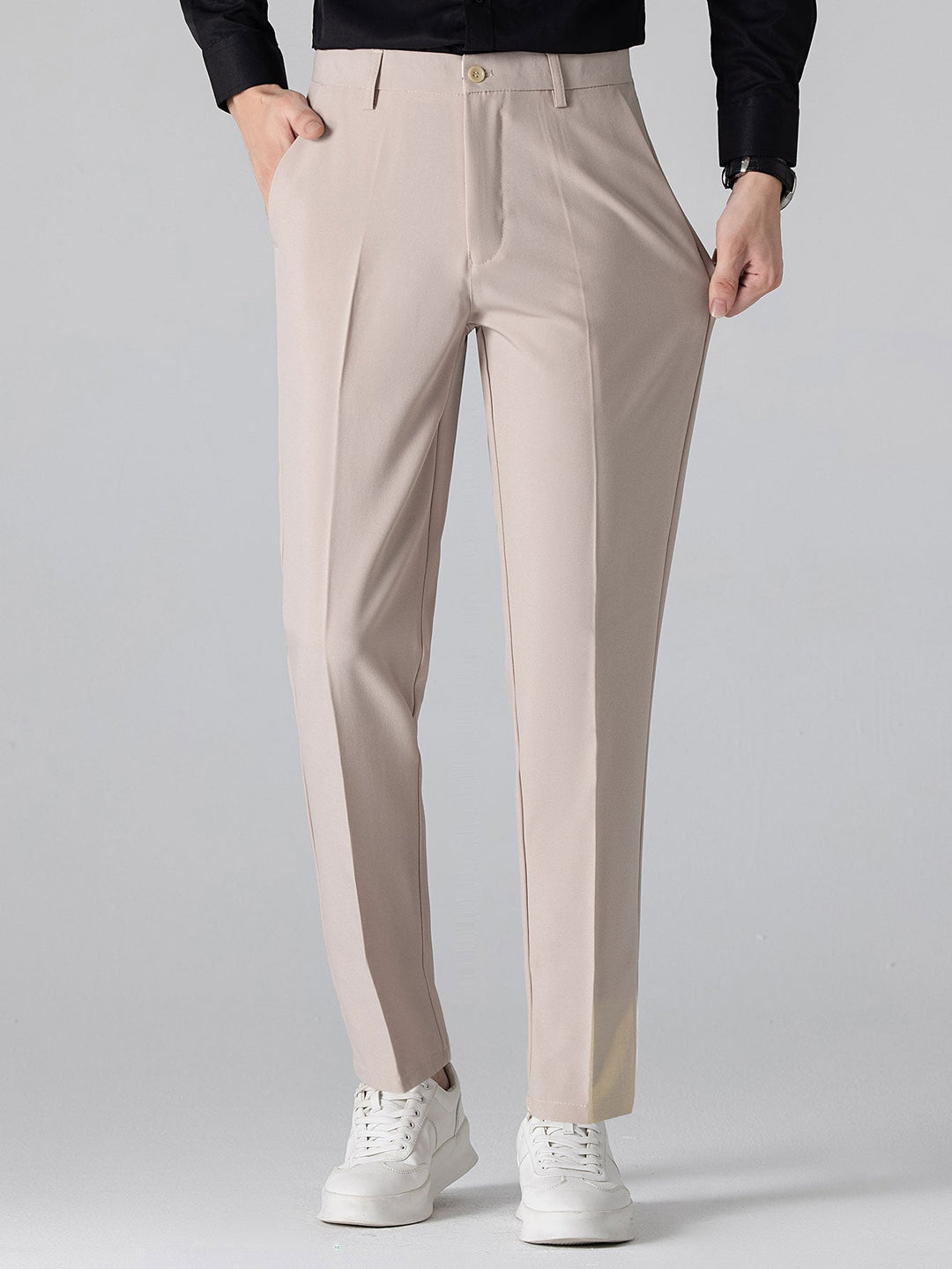 Gedraaide Jacquard Tricot Overhemd & Slim Fit Getaperde Broek