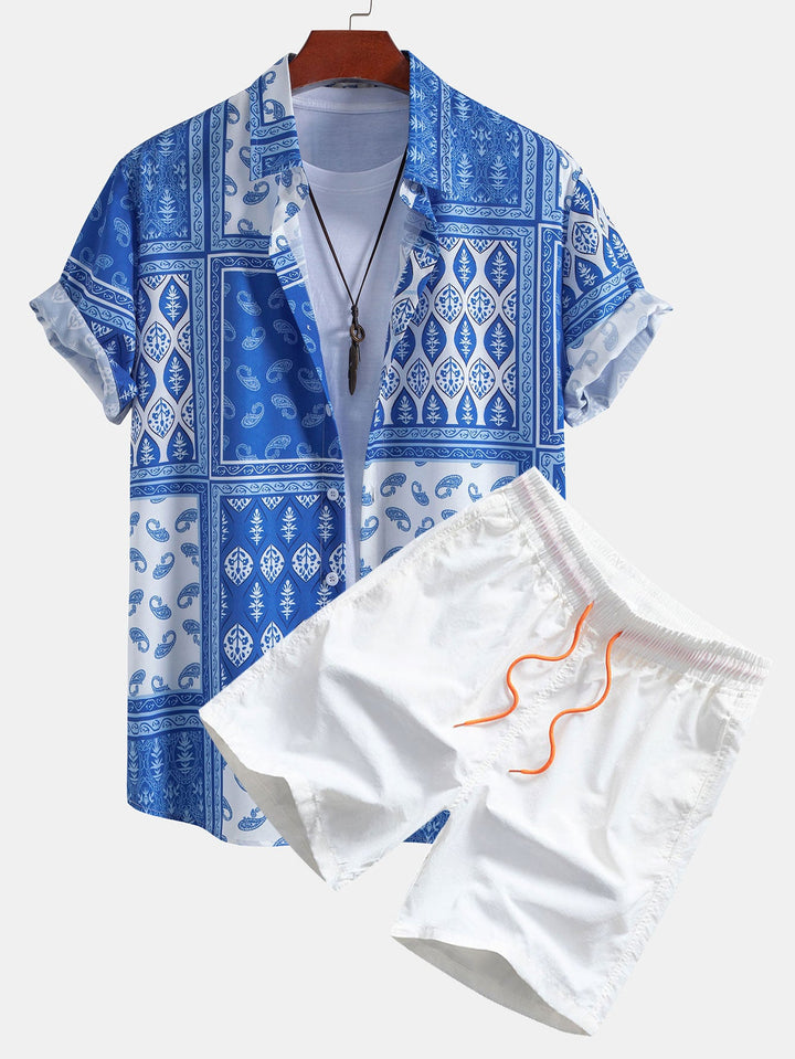 Paisley Rand Doorknoop Shirt & Zwembroek