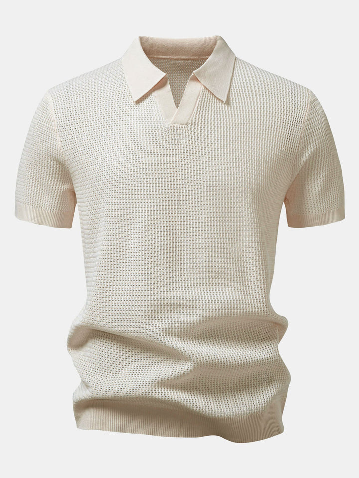 Getextureerde Johnny Kraag Gehaakte Tricot Polo