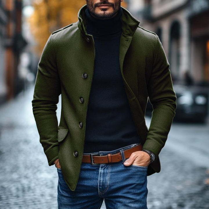 Heren Casual Wolmix Revers Eensluitende Slim Korte Jas 85856791M