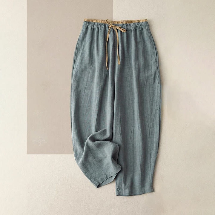 Van Dame Casual Effen Kleur Katoen Linnen Broek met Touwtjes voor Dames met Zakken