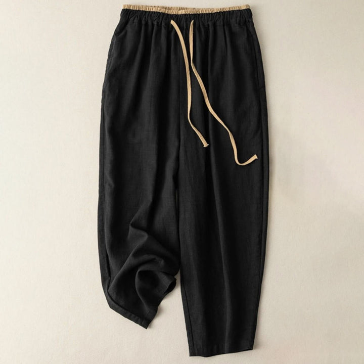 Van Dame Casual Effen Kleur Katoen Linnen Broek met Touwtjes voor Dames met Zakken