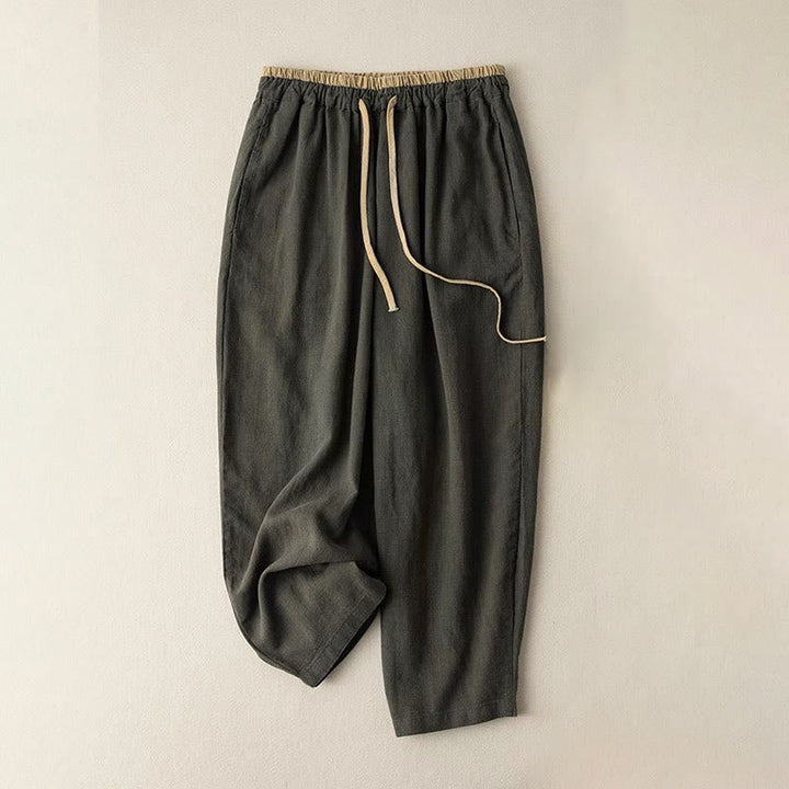 Van Dame Casual Effen Kleur Katoen Linnen Broek met Touwtjes voor Dames met Zakken