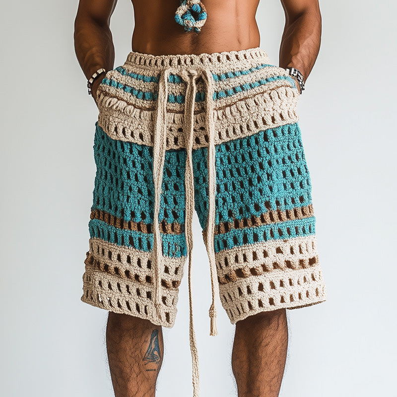 【24-uurs verzending】Heren Vakantie Gevlochten Strandshorts MTA2138C6P