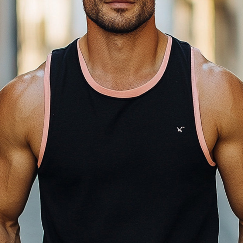 Heren Koel Huidvriendelijk Zwart Katoenen Tanktop MTA2551C6U