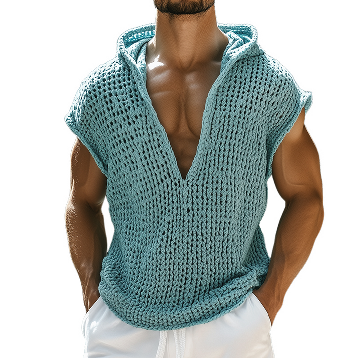 【24 uur verzending】 Heren Retro Casual Gebreide Hoodie Tanktop MTA0285D0TO
