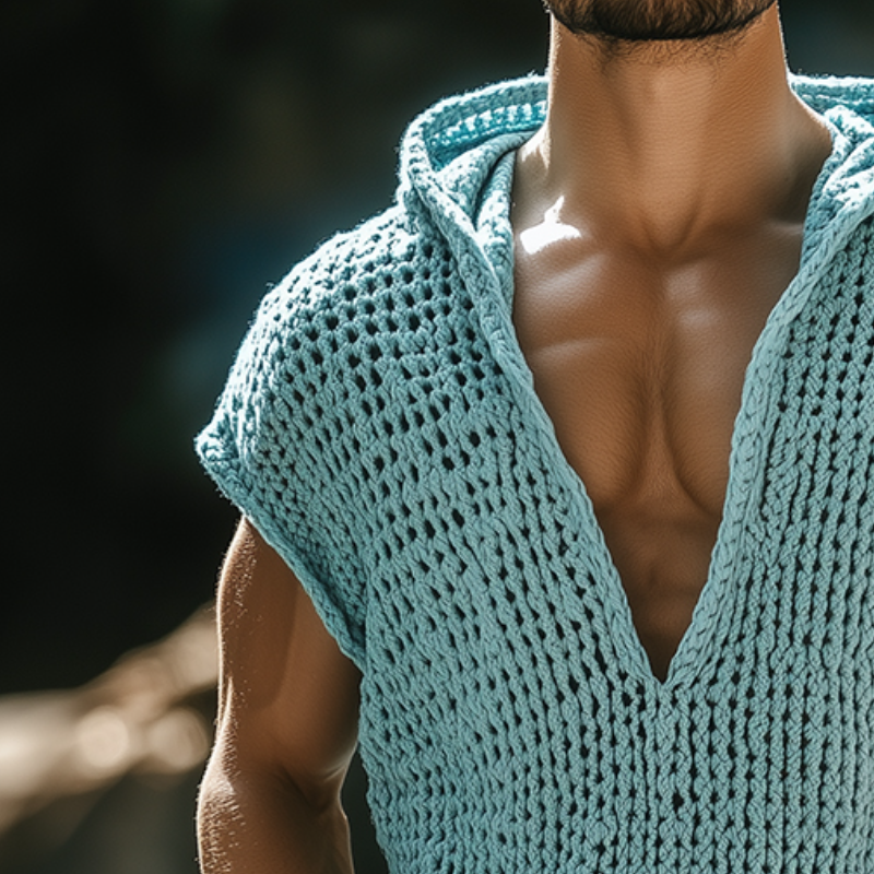 【24 uur verzending】 Heren Retro Casual Gebreide Hoodie Tanktop MTA0285D0TO