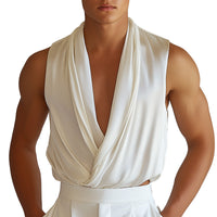 Heren Zomer Mode Klassieke Retro Imitatie Zijde Tanktop MTA1828D0P