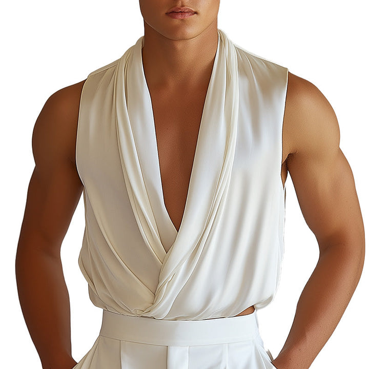 Heren Zomer Mode Klassieke Retro Imitatie Zijde Tanktop MTA1828D0P