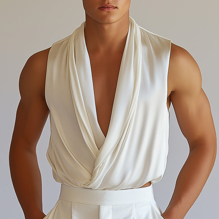 Heren Zomer Mode Klassieke Retro Imitatie Zijde Tanktop MTA1828D0P