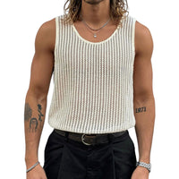Heren Effen Kleur Ronde Hals Vakantie Gebreide Tanktops MTA2119D4X