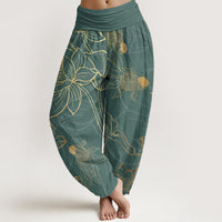 Pure Cotton Lotus Leaf Koi Fish Dames Elastische Taille Harem Broek