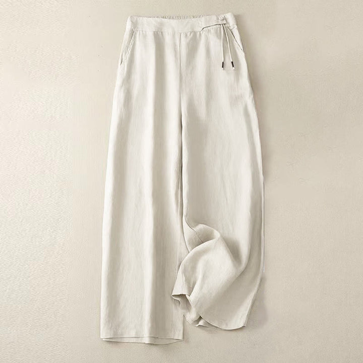 Van Dame Casual Effen Kleur Eén Knop Vrouwen Capri Wijde Pantalon Met Zakken